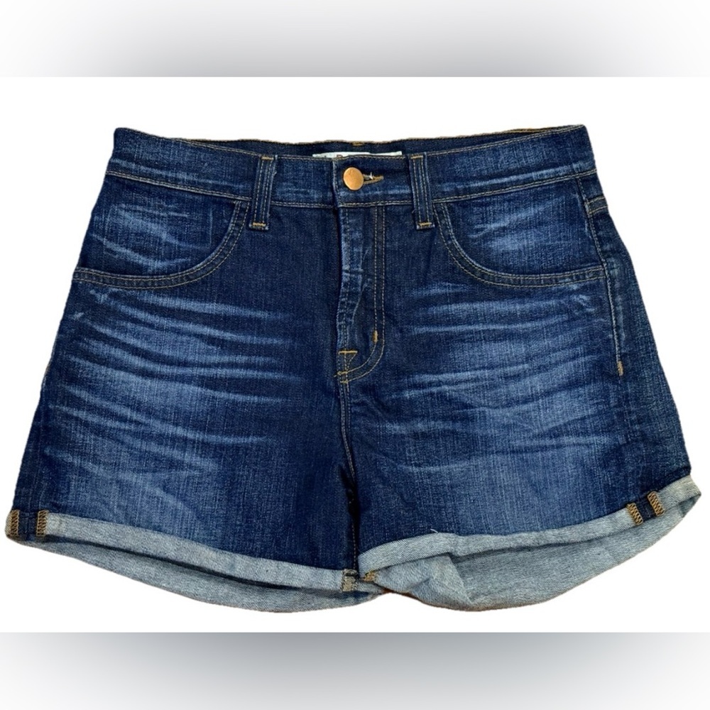 J Brand Gwen Mid Rise Denim Shorts Dark Indigo Wash 100% Cotton Size 27